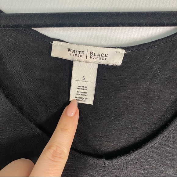 White House Black Market Black Slub Knit Long Sleeve V Neck T Shirt Size Small - Picture 5 of 14